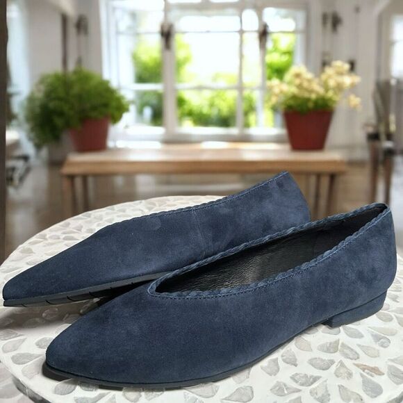 Eileen Fisher $225 Posy Leather Suede Pointed-Toe Flat – Scalloped Topline – Wom - Picture 8 of 12